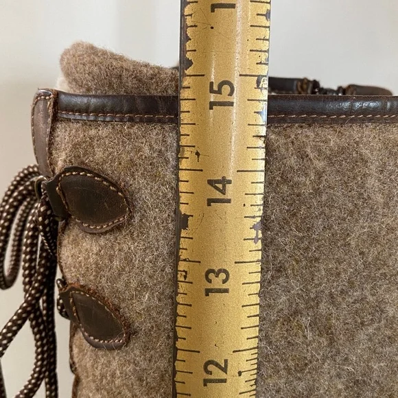 Womens Brown Leather and Wool Platform Boots - Picture 8 of 16